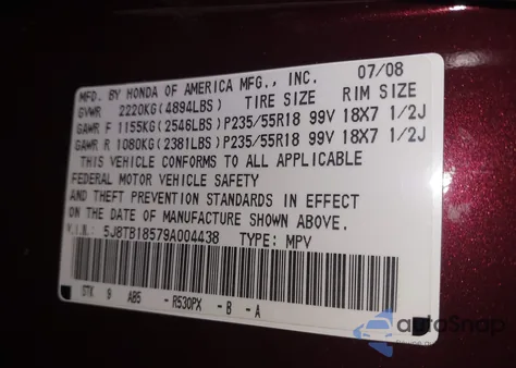 2009 Acura Rdx z USA, uszkodzony, nr VIN 5J8TB18579A004438